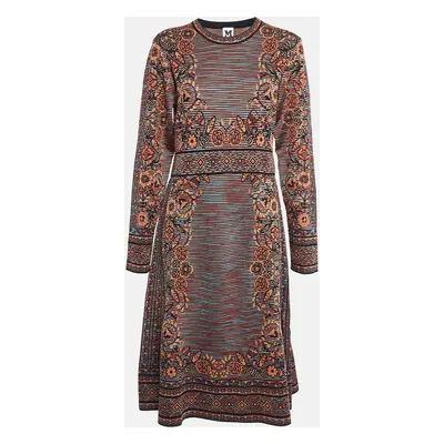 M Missoni Denim Patterned Knit Full Sleeve Midi Dress