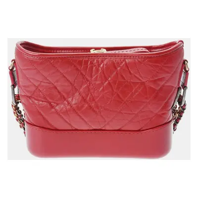 CHANEL Red Quilted Aged Calfskin Gabrielle Hobo