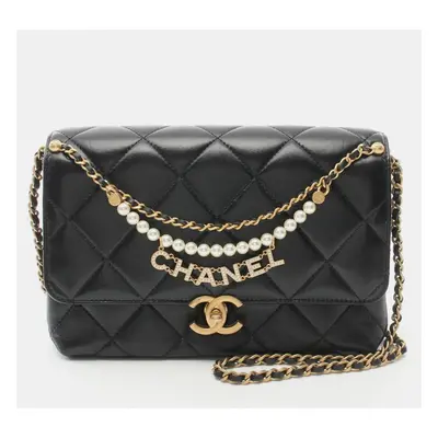 Chanel Black Lambskin Leather Shoulder Bag