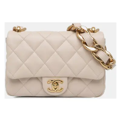 Chanel Beige Small Quilted Lambskin Funky Town Flap