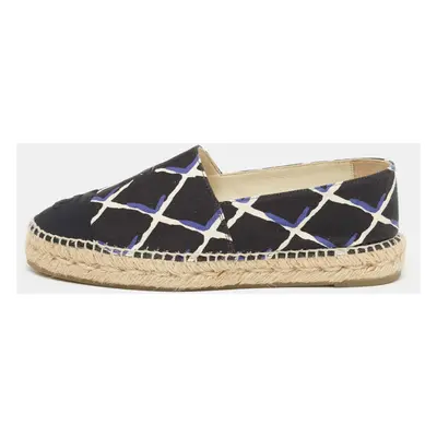 Chanel Black Printed Canvas CC Espadrille Flats Size