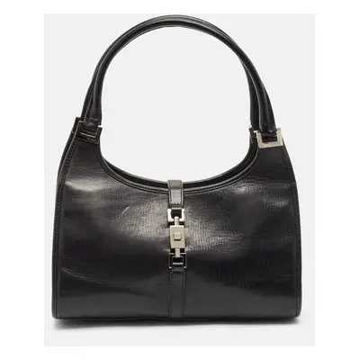 Gucci Black Leather Jackie Bardot Bag