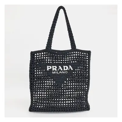 Prada Black Raffia Shoulder Bag