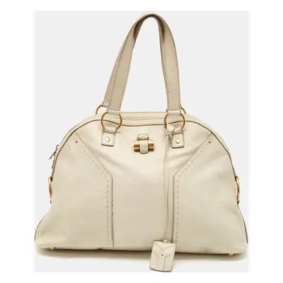 Yves Saint Laurent Off White Leather Muse Satchel