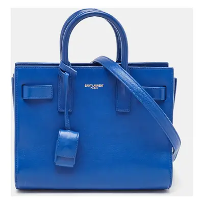 Saint Laurent Blue Leather Nano Classic Sac De Jour Tote