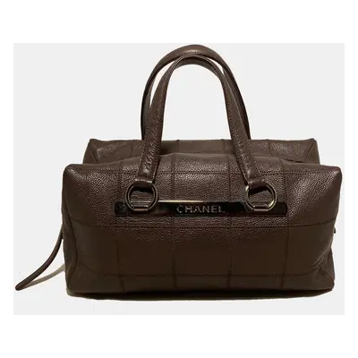 Chanel Brown Square Stitch Bowler Bag