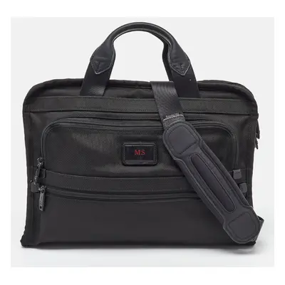 TUMI Black Nylon and Leather Alpha Expandable Organizer Laptop Briefcase