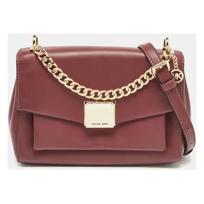 Michael Kors Burgundy Leather Small Lita Shoulder Bag