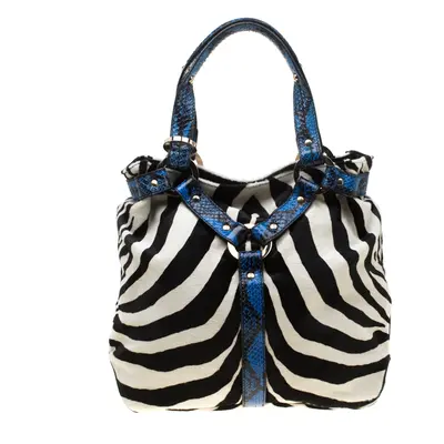 Jimmy Choo Multicolor Zebra Print Calfhair and Snakeskin Trim Odette Shopper Tote