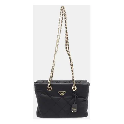 Prada Black Nylon Saffiano Leather Re-Edition Tessuto Tote Bag