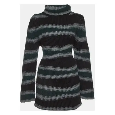 Kenzo Multicolor Stripe Wool Turtleneck Sweater Mini Dress