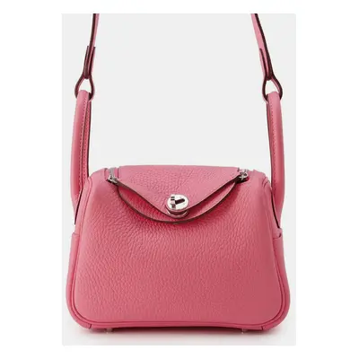 Hermes Rose Azalee Taurillon Clemence Lindy Mini Bag