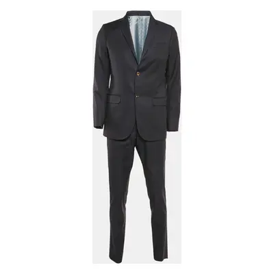 Gucci Navy Blue Navy Blue Patterned Wool Pants Suit