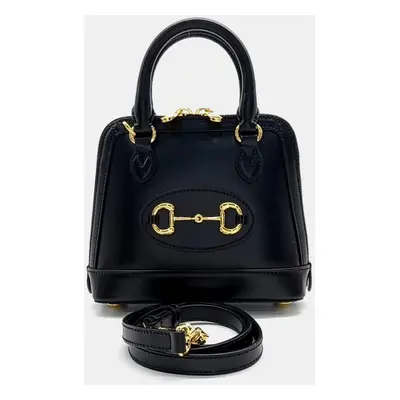 Gucci Black Leather Horsebit Mini Top Handle Bag