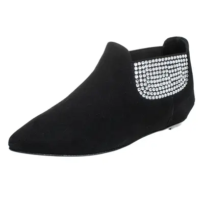 Giuseppe Zanotti Black Suede Embellished Flat Booties Size