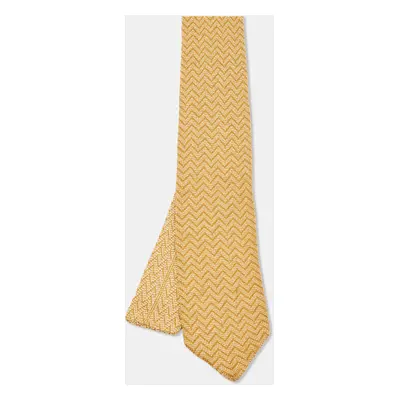 Ermenegildo Zegna Yellow Chevron Knit Standard Tie