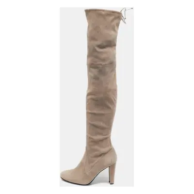 Stuart Weitzman Beige Suede Ledyland Over The Knee Boots Size