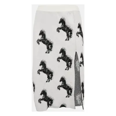 Stella McCartney White Pixel Horse Jacquard Knit Midi Skirt