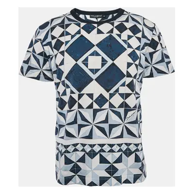 Dolce & Gabbana Blue Gio Ponti Print Cotton Jersey T-Shirt