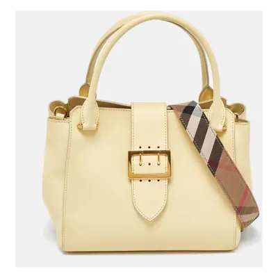 Burberry Yellow Leather Medium Buckle Tote