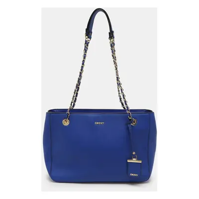 DKNY Blue Leather Chain Zip Tote