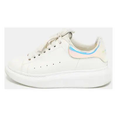 Alexander McQueen White/Blue Leather Oversized Sneakers Size