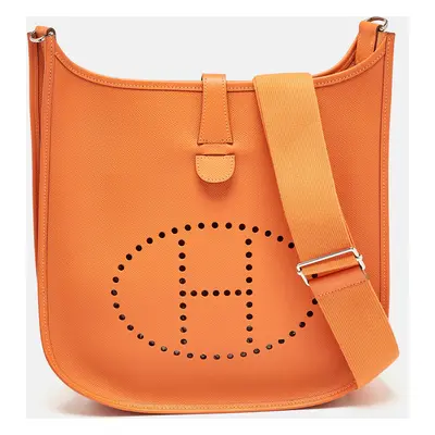 Hermes Feu Epsom Leather Evelyne III GM Bag