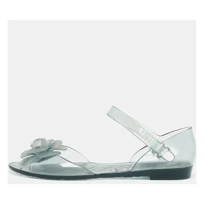 Chanel Transparent Jelly Ankle Strap Flat Sandals Size