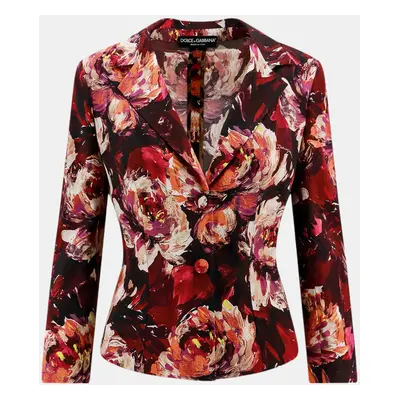 Dolce & Gabbana Multicolor Cady Peonie Flower Print Blazer IT