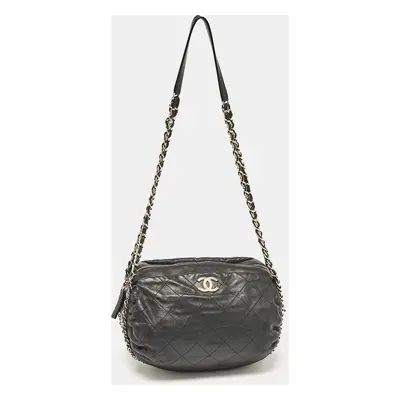 Chanel Black Quilted Leather Coco Shelter Bowling Bag