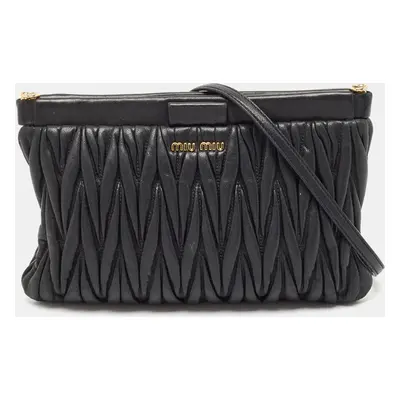 Miu Miu Balck Matelasse Leather Shoulder Bag