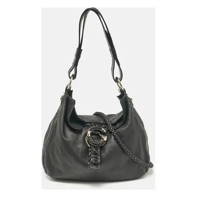 Gucci Black Leather and Crocodile G Wave Hobo