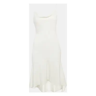 Alice + Olivia White Crepe Cowl-Neck High-Low Adrina Dress