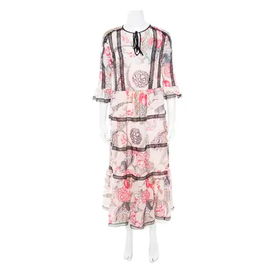 Temperley London Almond Dotted Jacquard Dobby Shire Printed Tiered Midi Dress