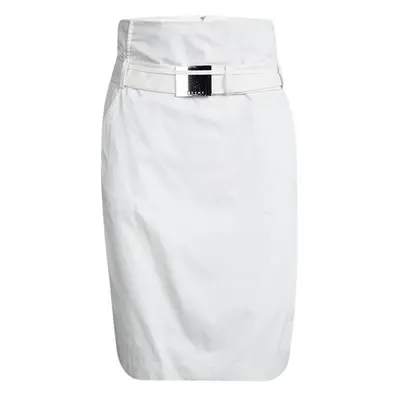 Celine Off White Cotton High Waist Belted Skirt