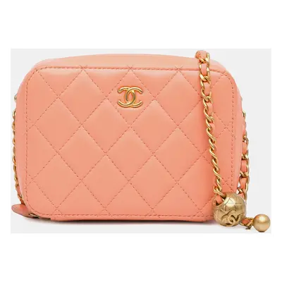 Chanel Pink CC Quilted Lambskin Pearl Crush Camera Bag