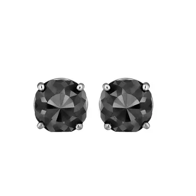 14K White Gold Black Stone Stud Earrings (Appox 4.00 cts)