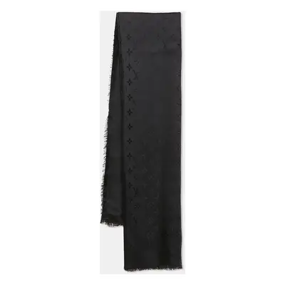 Louis Vuitton Black Silk Blend Classique Monogram Scarf