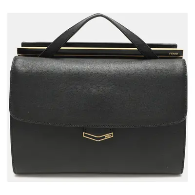 Fendi Black Leather Demi Jour Top Handle Bag