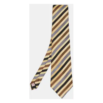 Brioni Multicolor Diagonal Striped Silk Traditional Tie