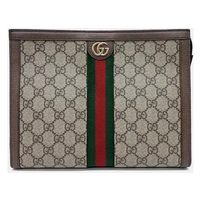 Gucci Beige Brown PVC Gucci Beige Brown Ophidia Clutch