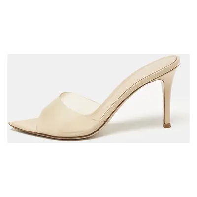 Gianvito Rossi Beige PVC Elle Slide Sandals Size 36.5