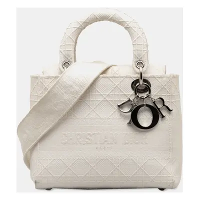 Dior White Medium Cannage Lady D-Lite