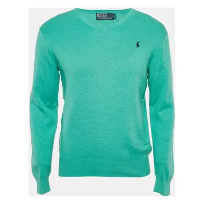 Polo Ralph Lauren Green Cotton Knit V-Neck Sweater