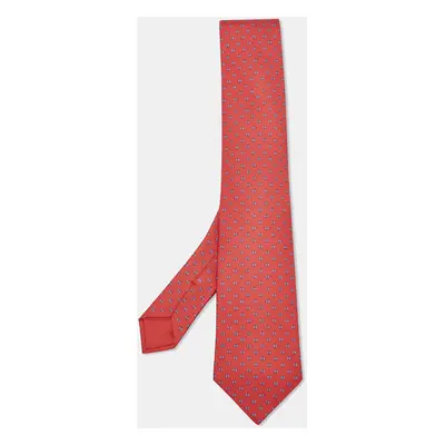 Hermès Rouge Vif/Ciel Silk Twill H Tonneau Tie