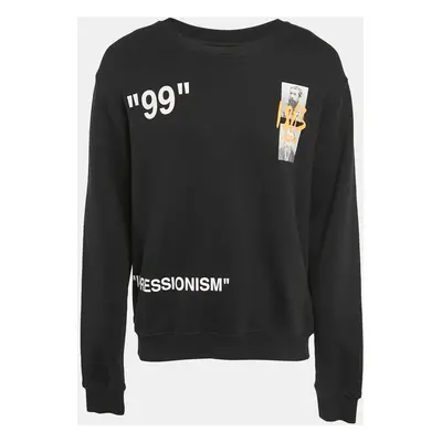 Off-White Black Impressionism Print Cotton Knit Sweatshirt