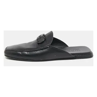 Salvatore Ferragamo Black Leather Gancini Mules Size