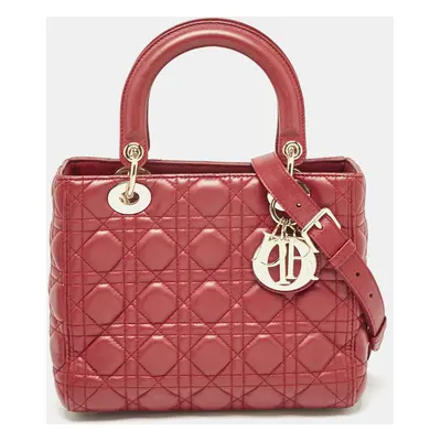 Dior Red Cannage Leather Lady Dior Tote