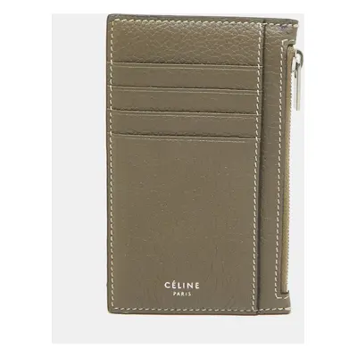 Celine Grey Leather Zip Card Holder