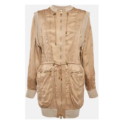 Balmain Beige Gabardine Long Zip-Up Jacket